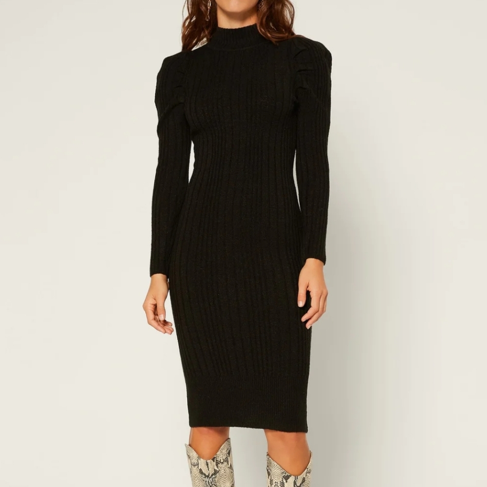 🔥🔥Current Air Dress Mock Neckline Black Ribbed size Large